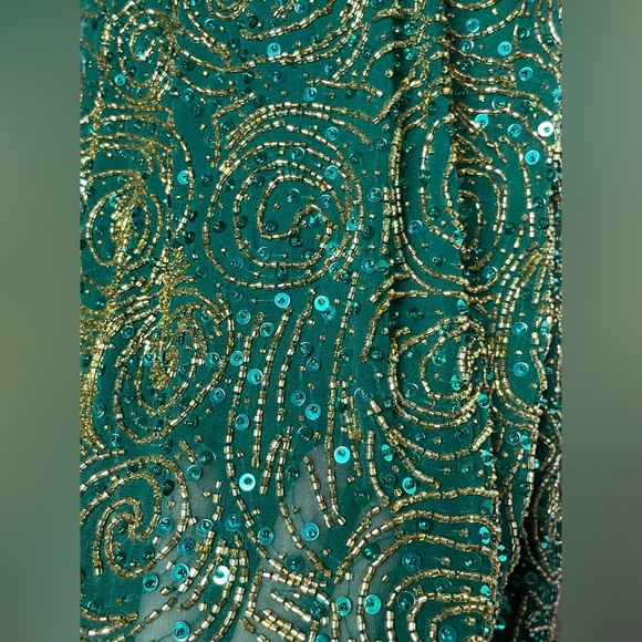 90's Niteline Silk Sequin Beaded Halter Hoco Dress Vintage - Picture 5 of 6